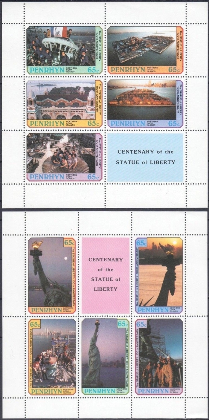 Penrhyn Island 1987 Centenary of the Statue of Liberty Stamps Penrhyn Island 1987 Centenary of the Statue of Liberty Stamps